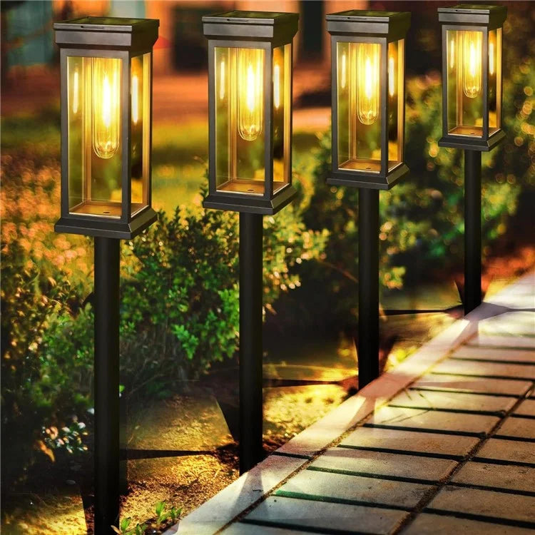 6PCS Solar Powered Lamp Waterproof Garden Grass Lawn Light with Stake - Yellow Light