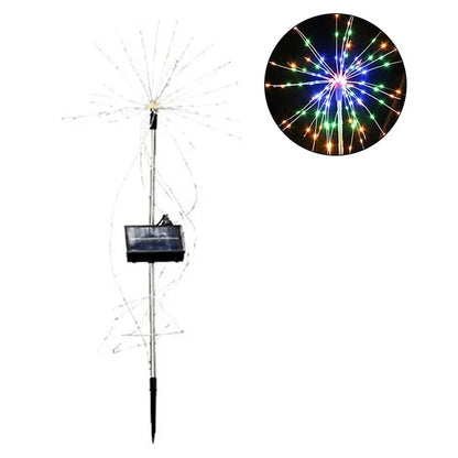 120LED Ground Insert Solar Simulation Fireworks Light Yard Garden Lawn Decorative Light