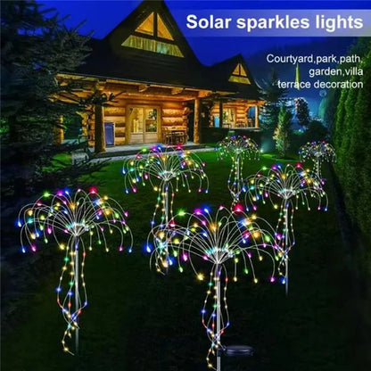 120LED Ground Insert Solar Simulation Fireworks Light Yard Garden Lawn Decorative Light
