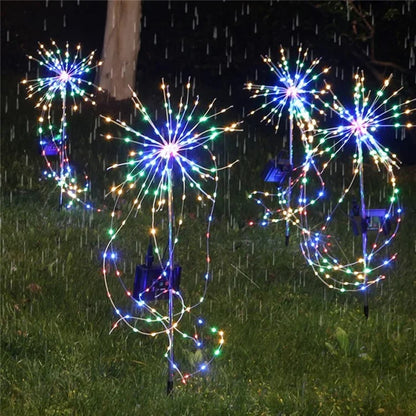 120LED Ground Insert Solar Simulation Fireworks Light Yard Garden Lawn Decorative Light