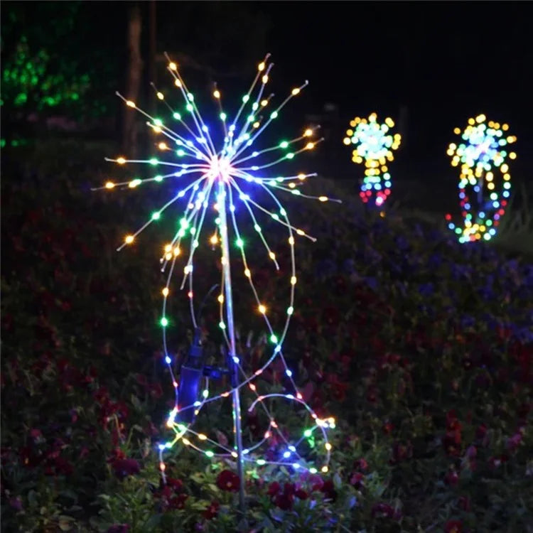 120LED Ground Insert Solar Simulation Fireworks Light Yard Garden Lawn Decorative Light