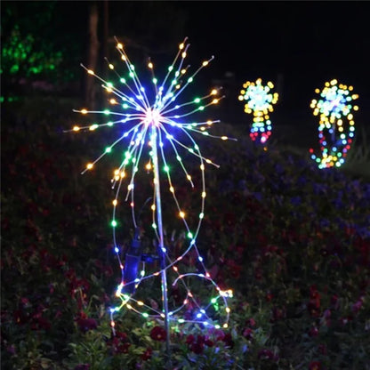 120LED Ground Insert Solar Simulation Fireworks Light Yard Garden Lawn Decorative Light
