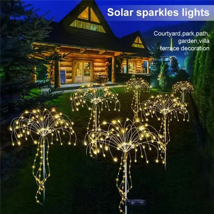 120LED Ground Insert Solar Simulation Fireworks Light Yard Garden Lawn Decorative Light