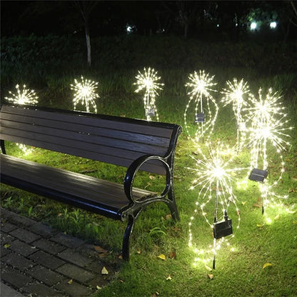 120LED Ground Insert Solar Simulation Fireworks Light Yard Garden Lawn Decorative Light