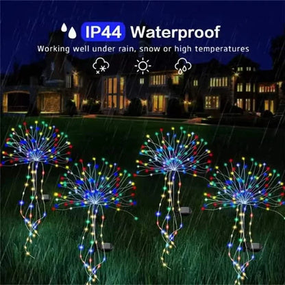 120LED Ground Insert Solar Simulation Fireworks Light Yard Garden Lawn Decorative Light