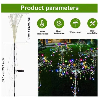 120LED Ground Insert Solar Simulation Fireworks Light Yard Garden Lawn Decorative Light