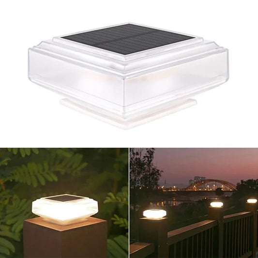 Clear Shell Solar Fence Post Light Fence Post Cap Lamp for Deck, Patio, Garden