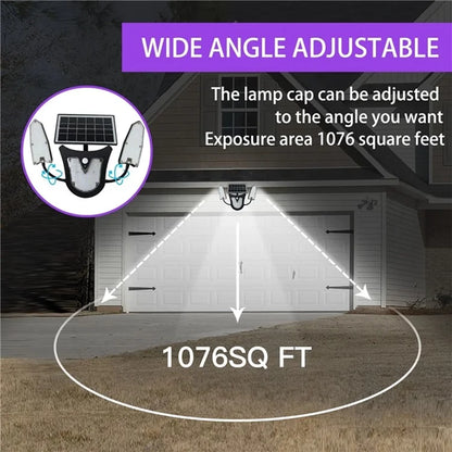 Independent Solar Panel 3-Head LED Wall Lamp PIR Human Body Sensing Villa Garden Yard Light