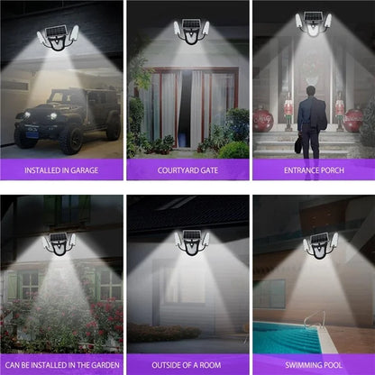 Independent Solar Panel 3-Head LED Wall Lamp PIR Human Body Sensing Villa Garden Yard Light