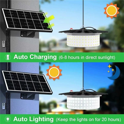 244LED Hanging Solar Light Waterproof Yard Garden Patio Human Body Sensing Light with Remote Control