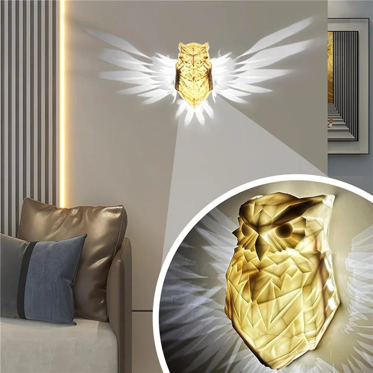 Owl Shape Creative Wall Lamp LED Night Light Wall Art Home Restaurant Decoration