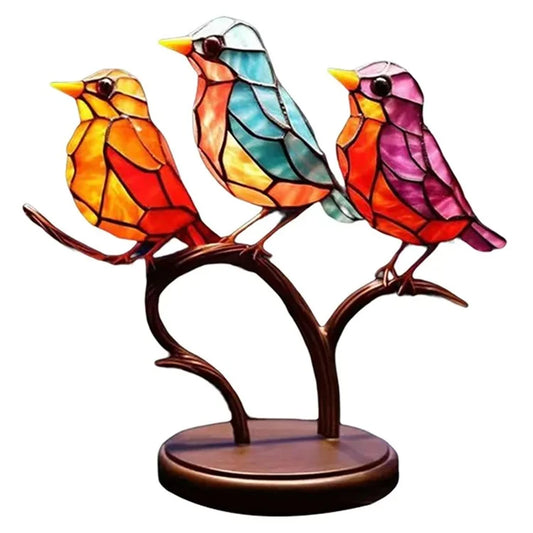 Colorful Bird Metal Desktop Ornament Home Office Flat Decorative Ornament, Same Direction 3-Bird