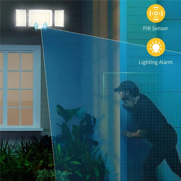234LED Waterproof Outdoor 3-Head Solar Lamp Motion Sensor Garden Yard Wall Light with Remote Control