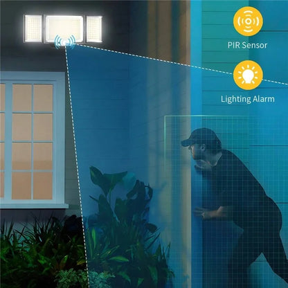 234LED Waterproof Outdoor 3-Head Solar Lamp Motion Sensor Garden Yard Wall Light with Remote Control