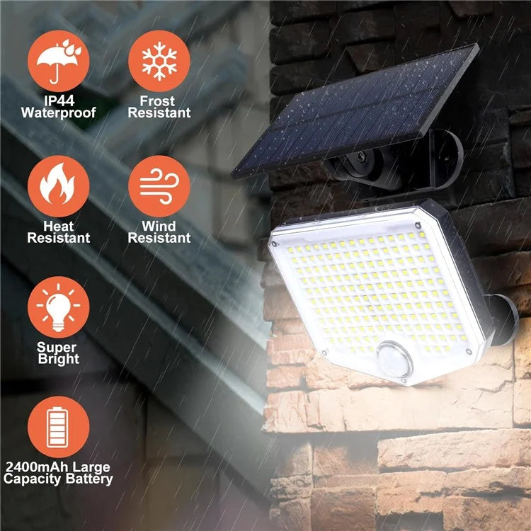 222LED Waterproof Outdoor Solar Wall Lamp Motion Sensor Garden Yard Garage Light with Remote Control