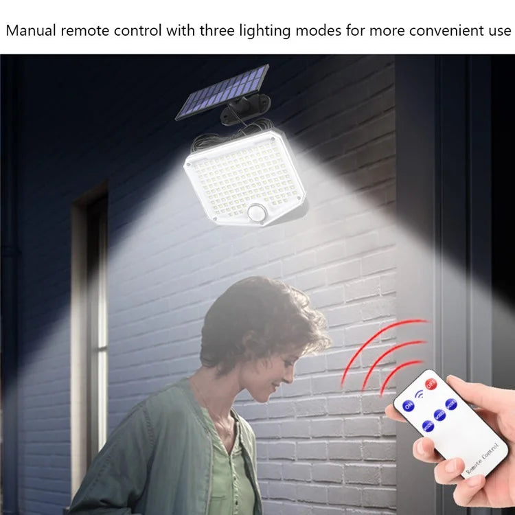 222LED Waterproof Outdoor Solar Wall Lamp Motion Sensor Garden Yard Garage Light with Remote Control