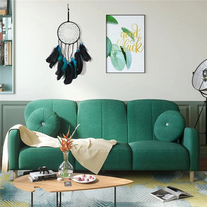 Blue Feather Dream Catcher Hanging Decor Wind Chime Home Wall Ornament with LED Light Strip