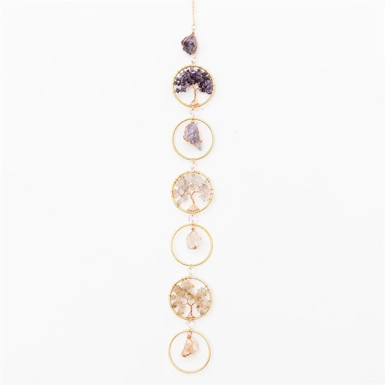 Life Tree Natural Crystal Gem Gravel Sun Catcher Home Garden Balcony Hanging Ornament