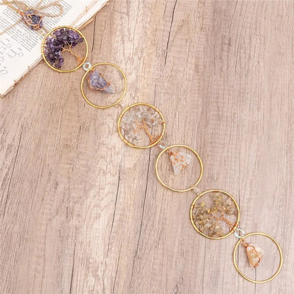 Life Tree Natural Crystal Gem Gravel Sun Catcher Home Garden Balcony Hanging Ornament