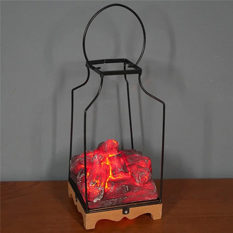 Imitation Charcoal Flame Lamp LED Decorative Light Iron Ornament Home Decoration - Style D