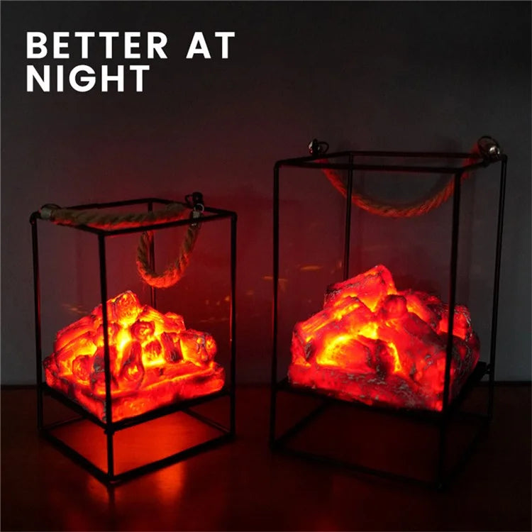 Imitation Charcoal Flame Lamp LED Decorative Light Iron Ornament Home Decoration - Style D