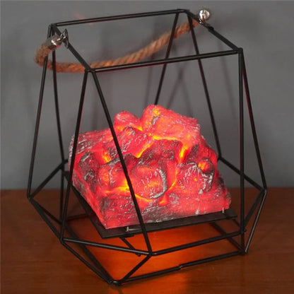 Imitation Charcoal Flame Lamp LED Decorative Light Iron Ornament Home Decoration - Style E