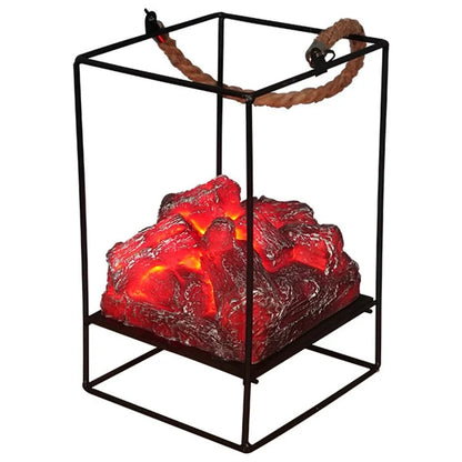 Imitation Charcoal Flame Lamp LED Decorative Light Iron Ornament Home Decoration - Style B