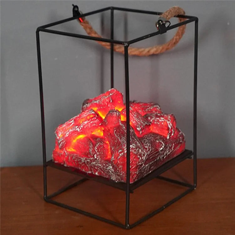 Imitation Charcoal Flame Lamp LED Decorative Light Iron Ornament Home Decoration - Style B