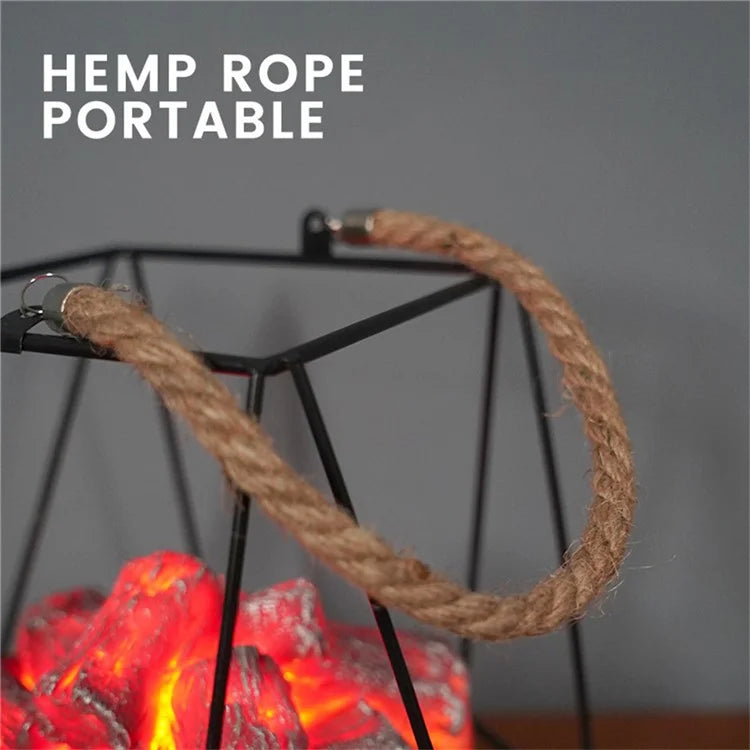 Imitation Charcoal Flame Lamp LED Decorative Light Iron Ornament Home Decoration - Style B