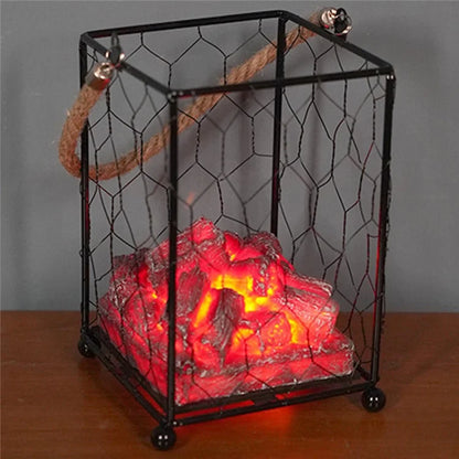 Imitation Charcoal Flame Lamp LED Decorative Light Iron Ornament Home Decoration - Style C