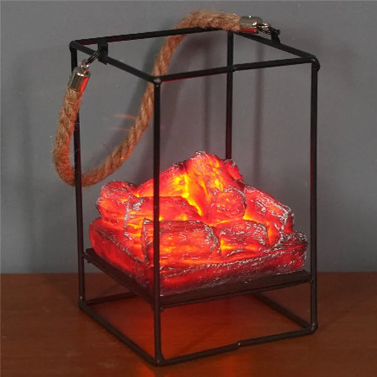 Imitation Charcoal Flame Lamp LED Decorative Light Iron Ornament Home Decoration - Style A