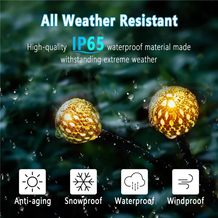10-Head Solar Morocco Ball Light 2 Modes Landscape Garden Lawn Ground Light - Warm White Light