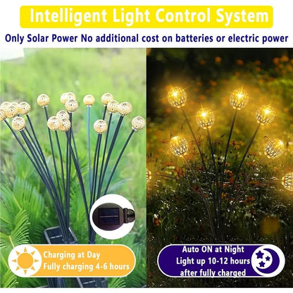 10-Head Solar Morocco Ball Light 2 Modes Landscape Garden Lawn Ground Light - Warm White Light