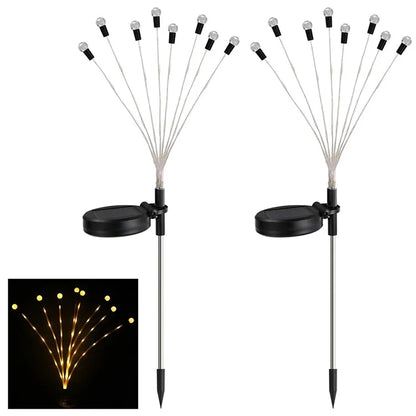 2Pcs 8-Head Solar Powered Firefly Light 2 Modes Landscape Garden Lawn Decorative Ground Light