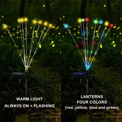 2Pcs 8-Head Solar Powered Firefly Light 2 Modes Landscape Garden Lawn Decorative Ground Light