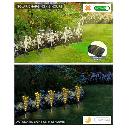 2Pcs 8-Head Solar Powered Firefly Light 2 Modes Landscape Garden Lawn Decorative Ground Light