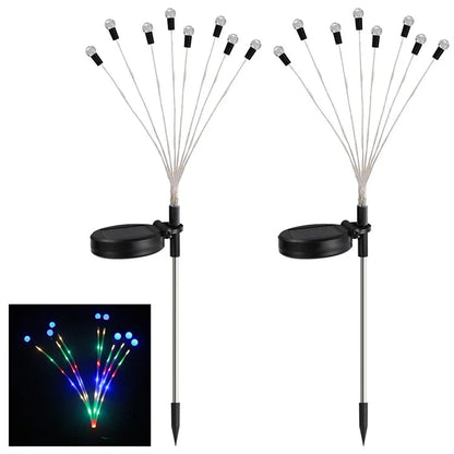 2Pcs 8-Head Solar Powered Firefly Light 2 Modes Landscape Garden Lawn Decorative Ground Light