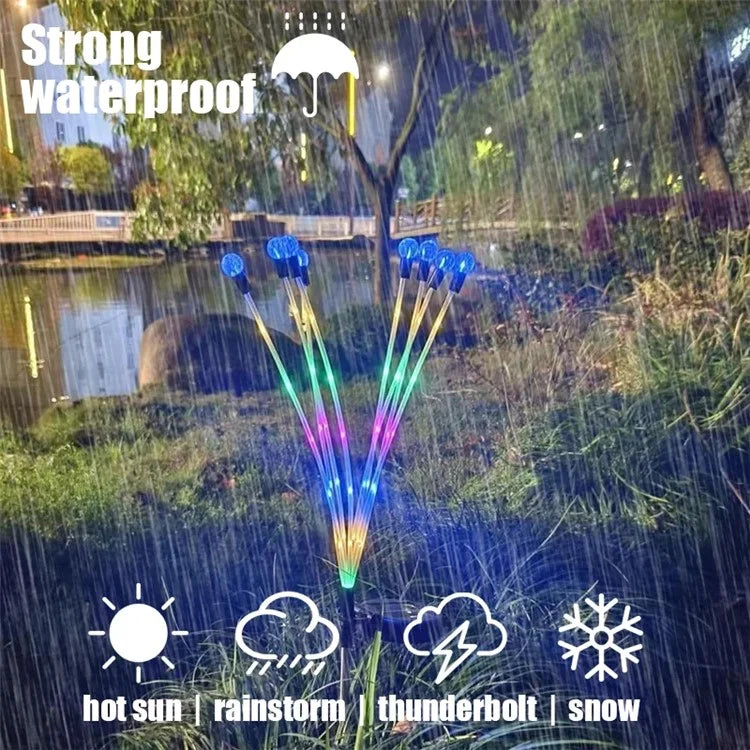 2Pcs 8-Head Solar Powered Firefly Light 2 Modes Landscape Garden Lawn Decorative Ground Light