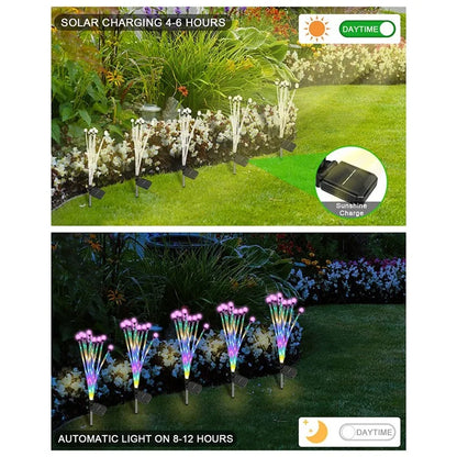 2Pcs 8-Head Solar Powered Firefly Light 2 Modes Landscape Garden Lawn Decorative Ground Light