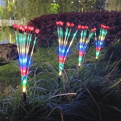 2Pcs 8-Head Solar Powered Firefly Light 2 Modes Landscape Garden Lawn Decorative Ground Light