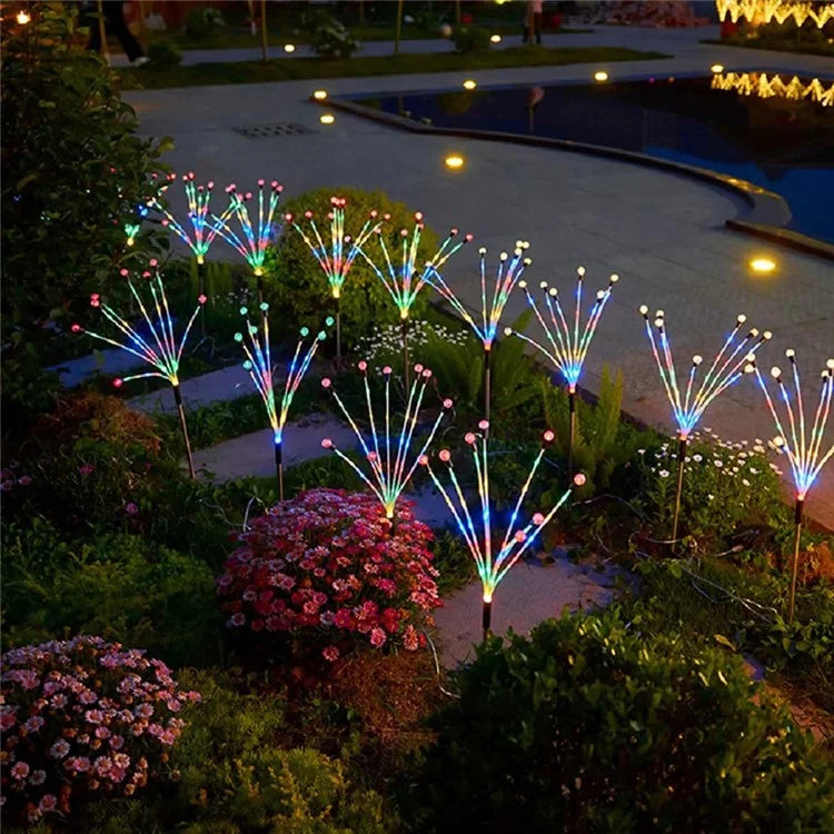 2Pcs 8-Head Solar Powered Firefly Light 2 Modes Landscape Garden Lawn Decorative Ground Light