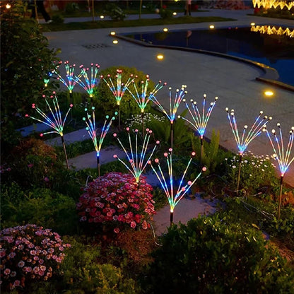 2Pcs 8-Head Solar Powered Firefly Light 2 Modes Landscape Garden Lawn Decorative Ground Light