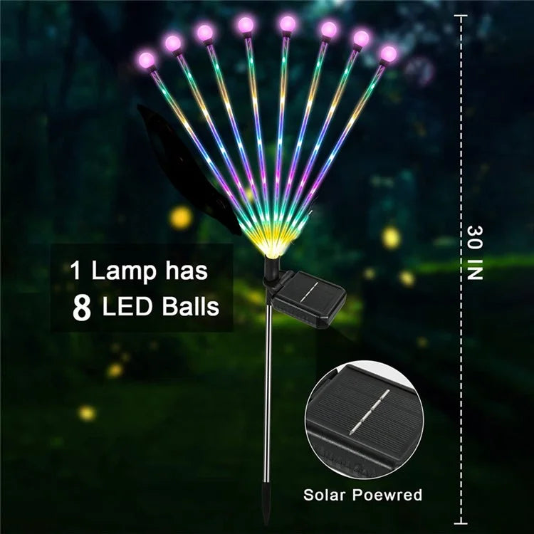 2Pcs 8-Head Solar Powered Firefly Light 2 Modes Landscape Garden Lawn Decorative Ground Light