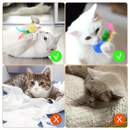 22Pcs  /  Set Cat Toys Set with T-Shaped Colorful Tunnel Interactive Cat Toy Feather Mouse Crinkle Balls