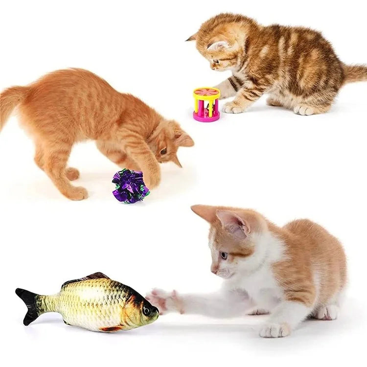 28Pcs / Set Cat Toys Set with Orange Tunnel Interactive Cat Toy Feather Fish Mouse Crinkle Balls