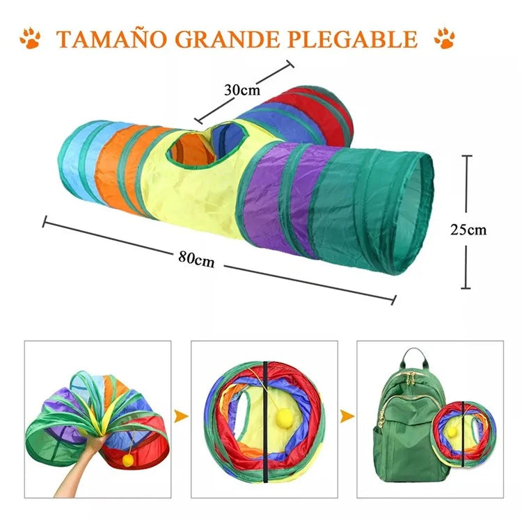 21Pcs / Set Cat Toys Set with T-Shaped Colorful Tunnel Interactive Cat Toy Feather Mouse Crinkle Balls