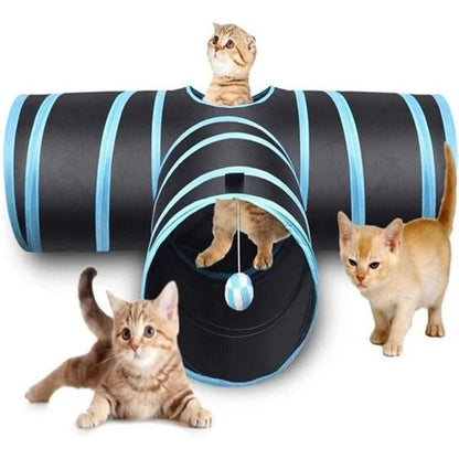 27Pcs / Set Cat Toys Set with T-Shaped Black Tunnel Interactive Cat Toy Feather Fish Mouse Crinkle Balls