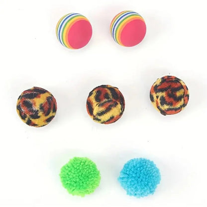 27Pcs / Set Cat Toys Set with T-Shaped Black Tunnel Interactive Cat Toy Feather Fish Mouse Crinkle Balls