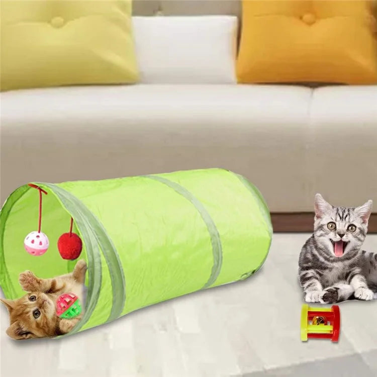 21Pcs / Set Cat Toys Set with Green Tunnel Interactive Cat Toy Feather Mouse Crinkle Balls