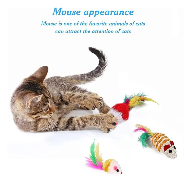 20Pcs / Set Cat Mouse Crinkle Balls Toys Set Interactive Cat Toys Catnip Teaser Wand Fluffy Mice Balls